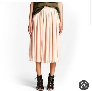 Pastel Pink Flowy Pleated Midi Skirt